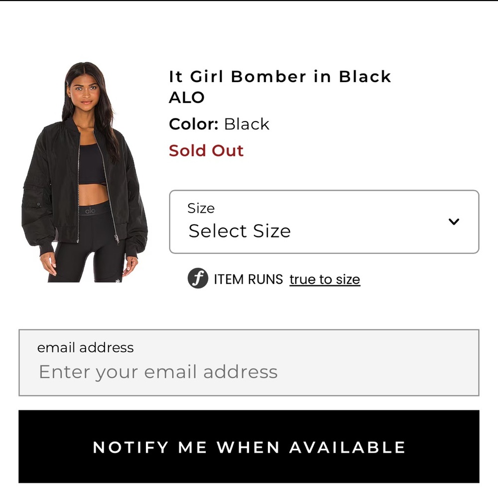 ALO Yoga It Girl Black Bomber Jacket - Picture 3 of 9